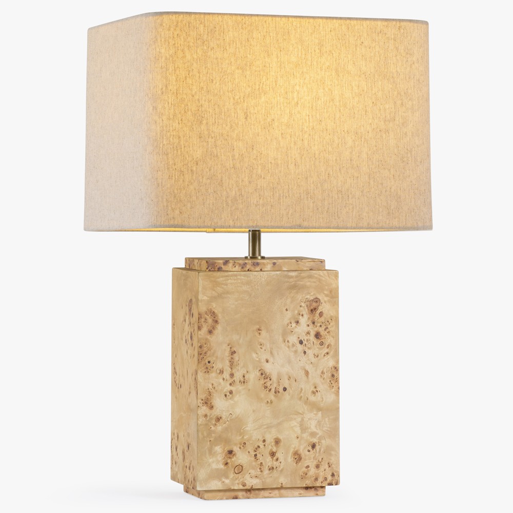 Bennett Modern Classic Light Brown Burl Wood Table Lamp|