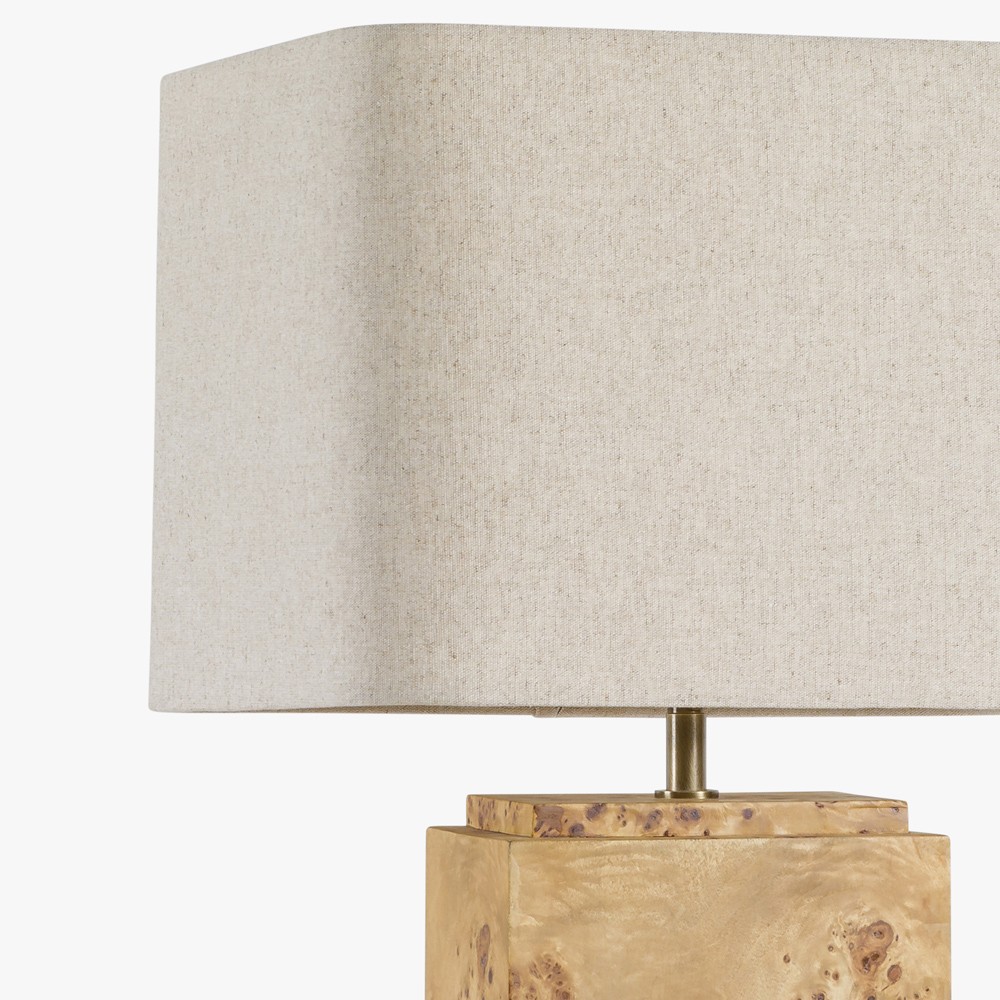 Bennett Modern Classic Light Brown Burl Wood Table Lamp|