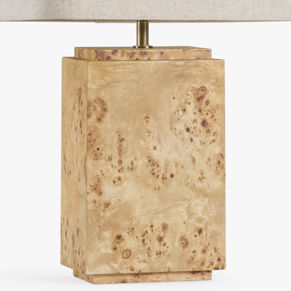 Bennett Modern Classic Light Brown Burl Wood Table Lamp|