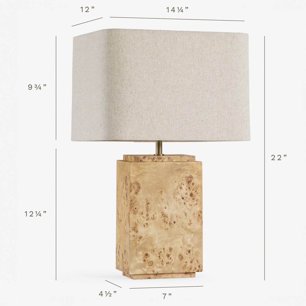 Bennett Modern Classic Light Brown Burl Wood Table Lamp|