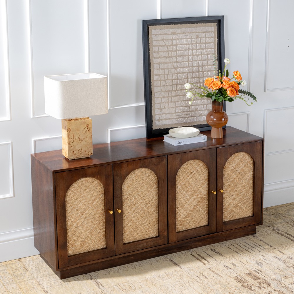 Bennett Modern Classic Light Brown Burl Wood Table Lamp|