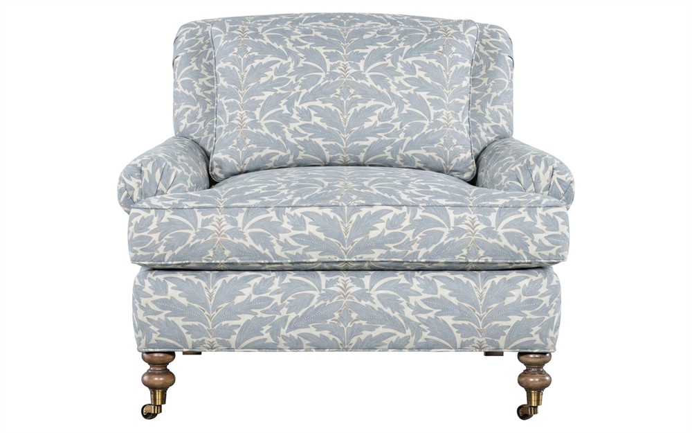 Carter Blue Porcelain Cotton Weave Chair and a Half|