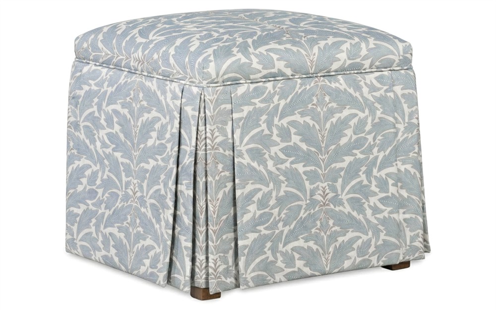 Minna Blue Porcelain Cotton Weave Ottoman|