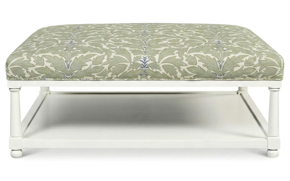 Hollis Dried Herb Cotton Weave Square Ottoman|