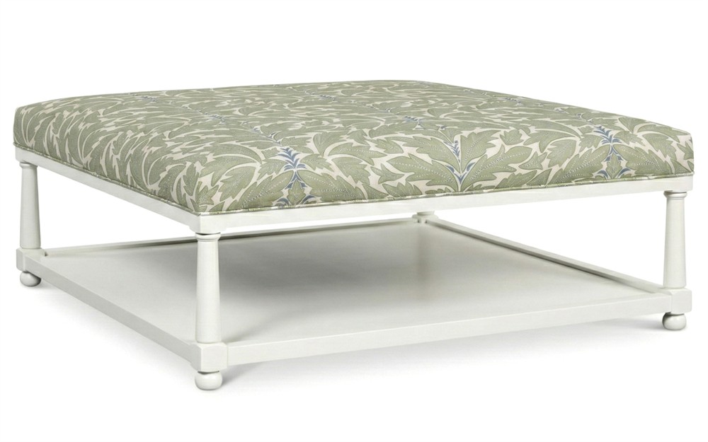 Hollis Dried Herb Cotton Weave Square Ottoman|