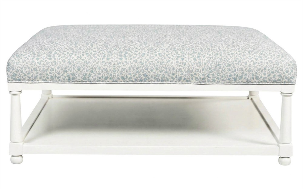 Hollis Cherished Sky Sunbrella Square Ottoman|