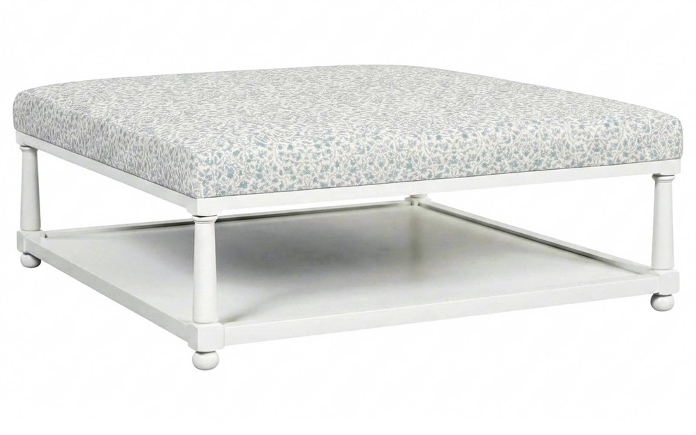 Hollis Cherished Sky Sunbrella Square Ottoman|