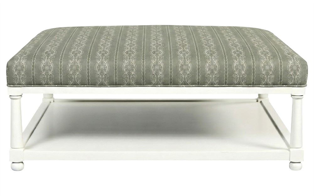 Hollis Basil Stripe Square Ottoman|