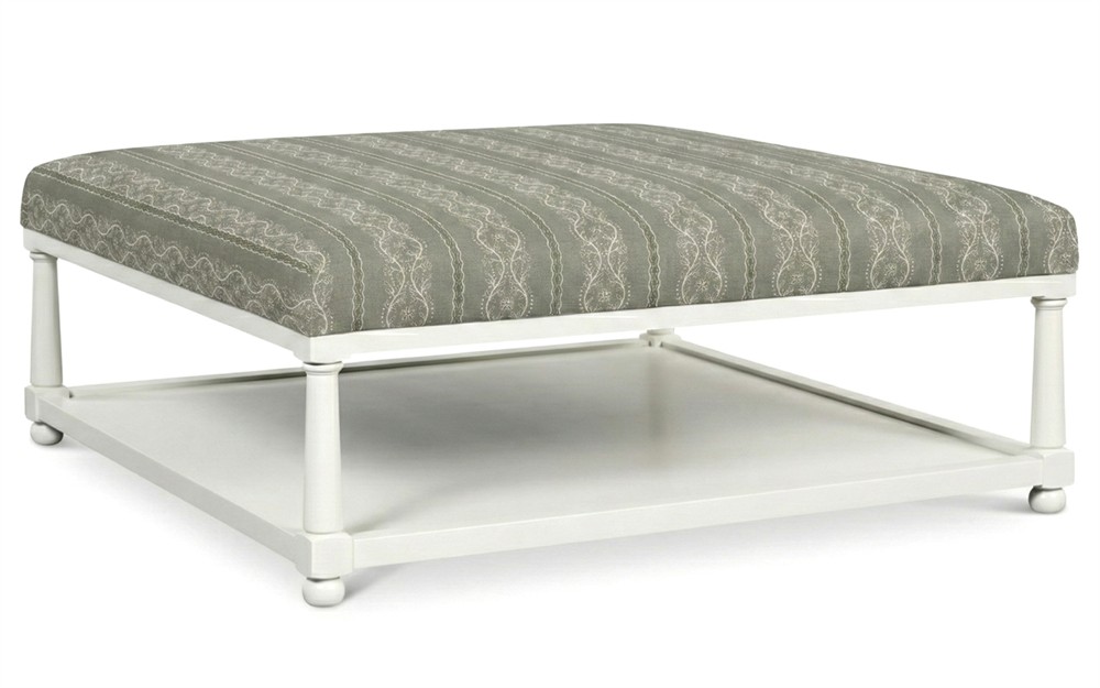 Hollis Basil Stripe Square Ottoman|