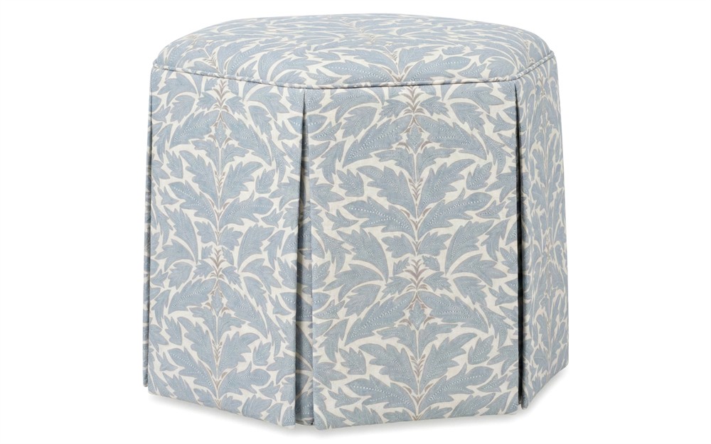 Rafaela Blue Porcelain Cotton Weave Ottoman|
