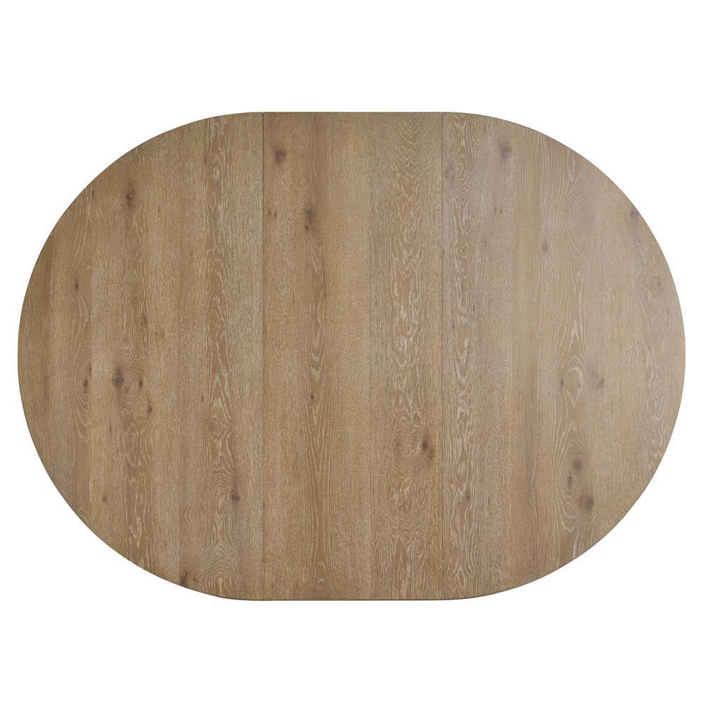 Ennisbrook Updated Traditional Brown Oak Wood Round Extendable Dining Table - 60-82"|