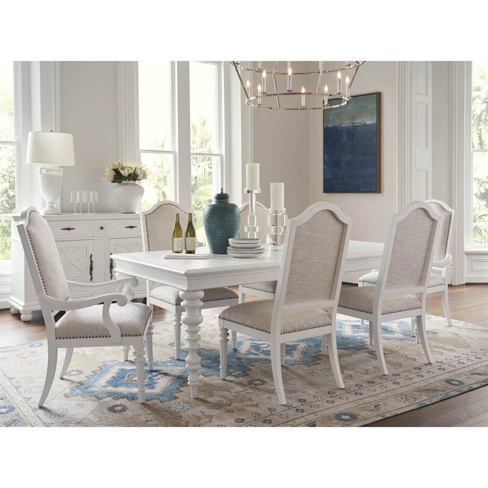Paloma Updated Traditional White Wood Rectangular Extendable Dining Table - 88-132"|