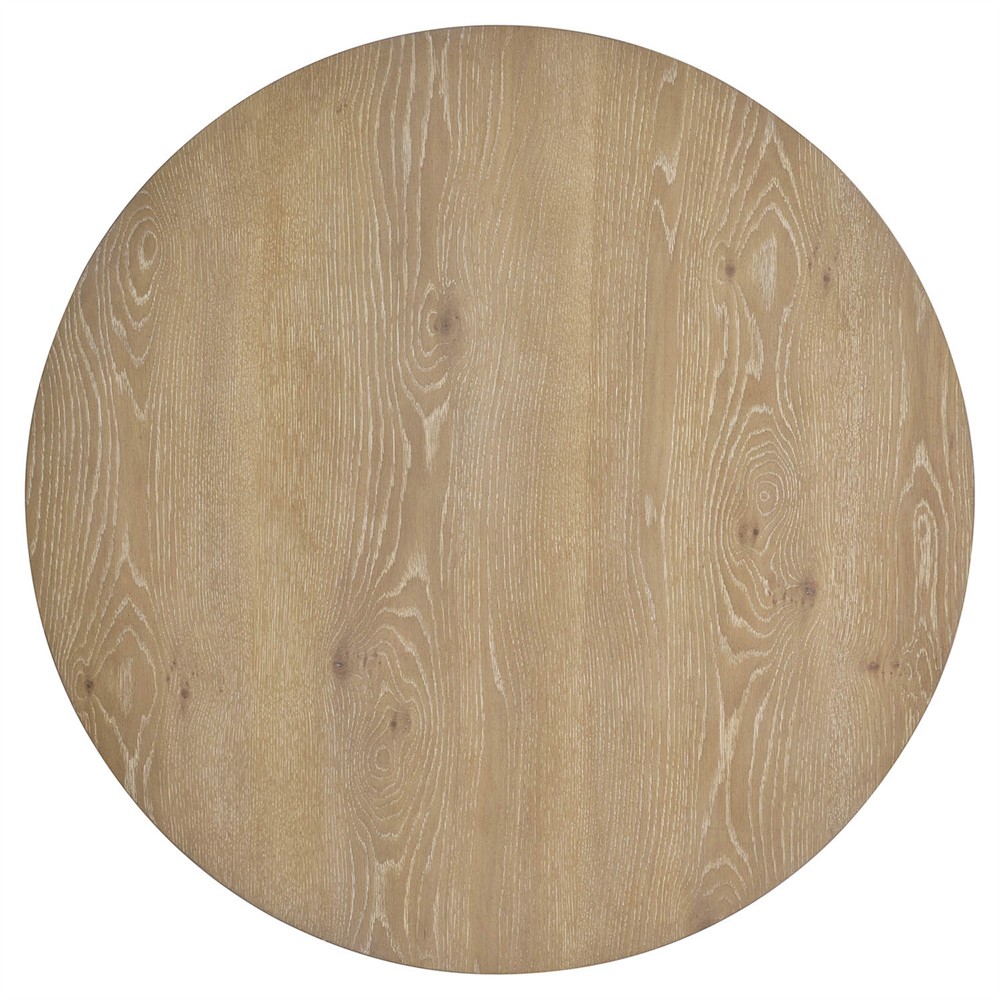 Hailey Updated Traditional Brown Oak Wood Round Coffee Table|