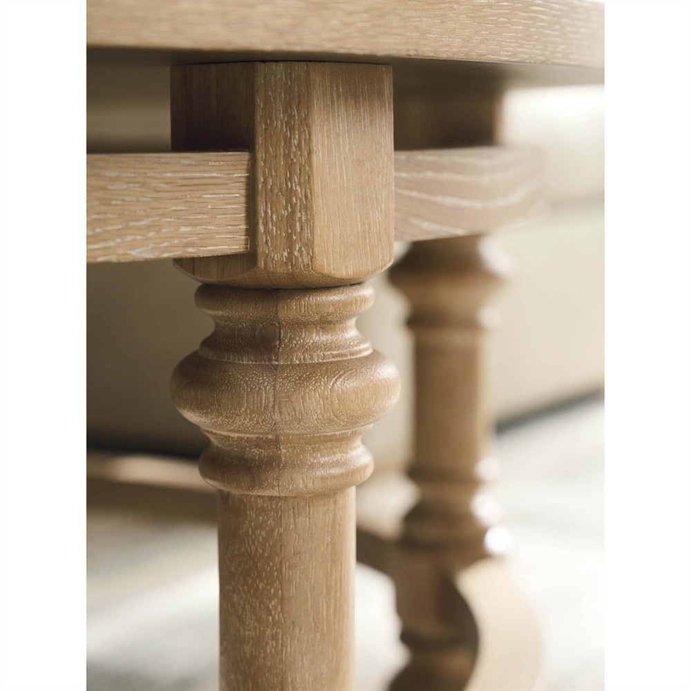 Hailey Updated Traditional Brown Oak Wood Round Coffee Table|