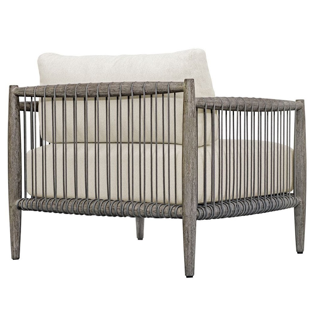 Dara Coastal Beach Grey Mahogany Wood Outdoor Lounge Chair|