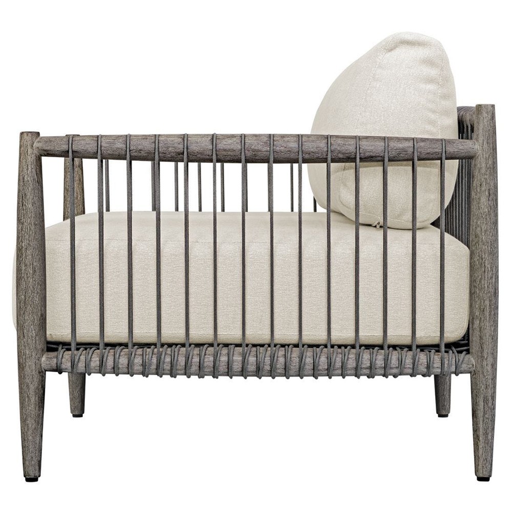 Dara Coastal Beach Grey Mahogany Wood Outdoor Lounge Chair|