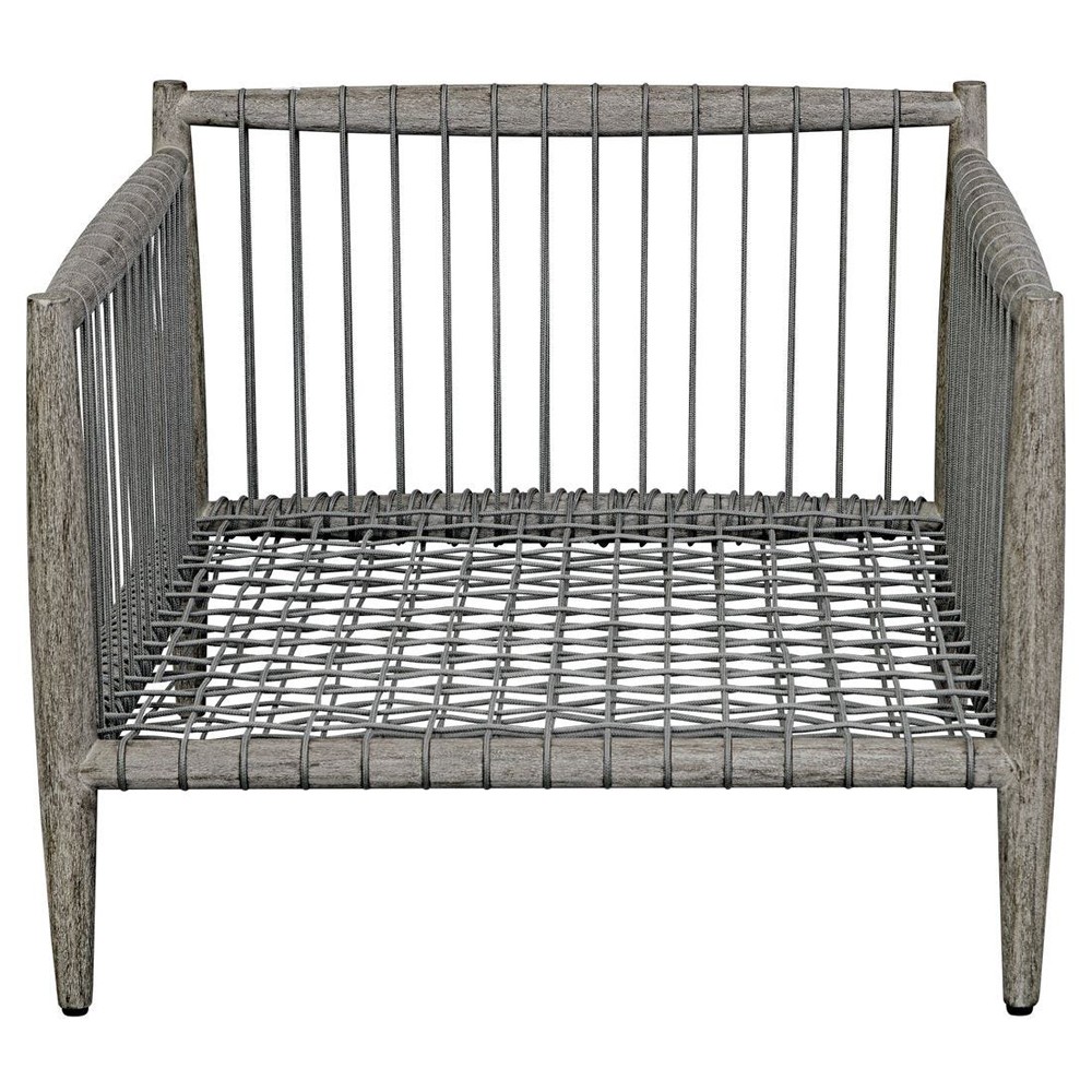 Dara Coastal Beach Grey Mahogany Wood Outdoor Lounge Chair|