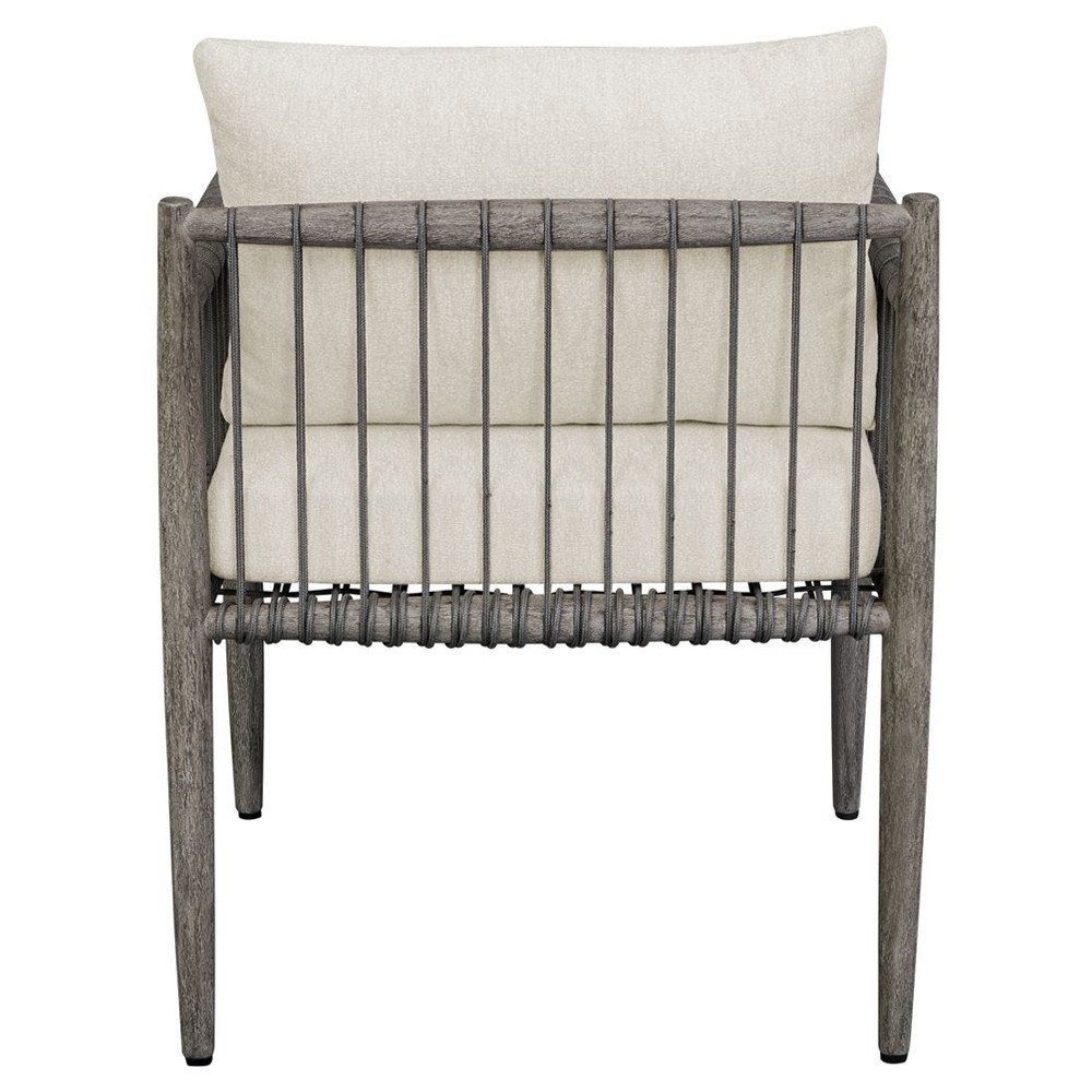 Dara Coastal Beach Grey Mahogany Wood Rope Rectangular Outdoor Ottoman|