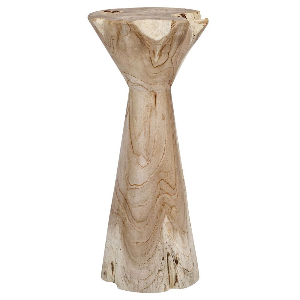 Kairo Coastal Beach Natural Bleached Teak Round Outdoor Drink Table|