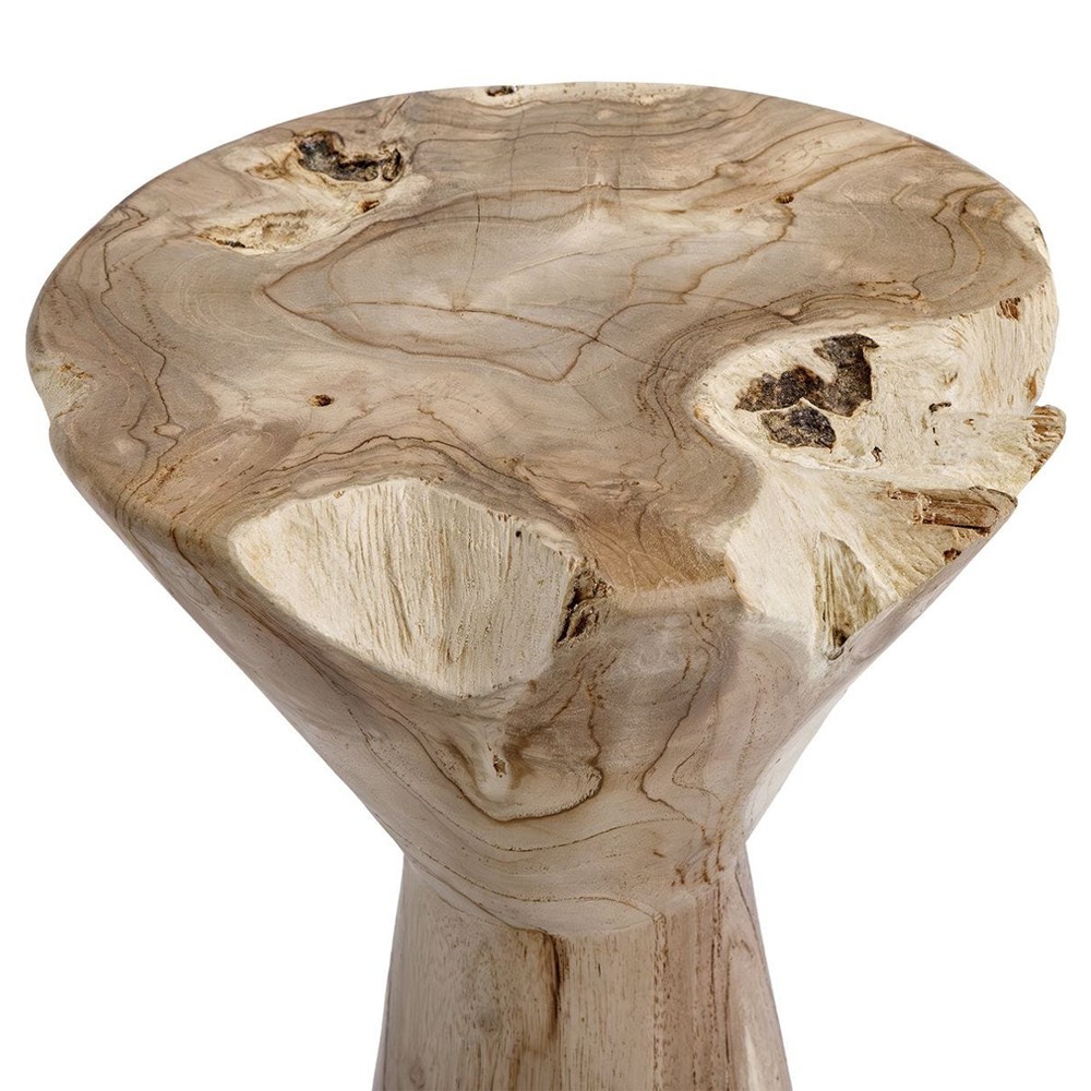 Kairo Coastal Beach Natural Bleached Teak Round Outdoor Drink Table|