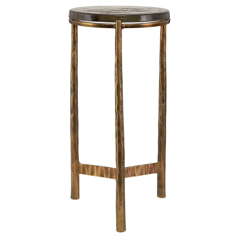 Everly Modern Classic Antique Brass Aluminum Outdoor Drink Table|