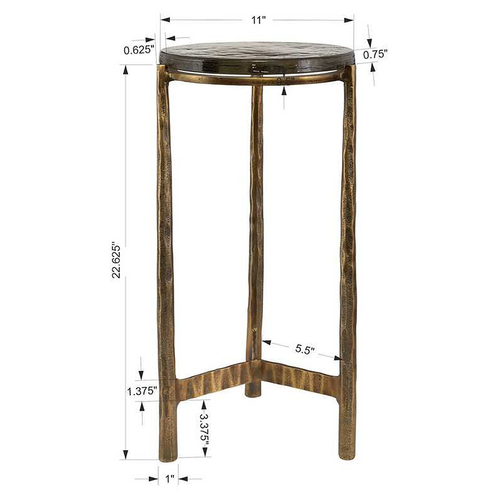 Everly Modern Classic Antique Brass Aluminum Outdoor Drink Table|