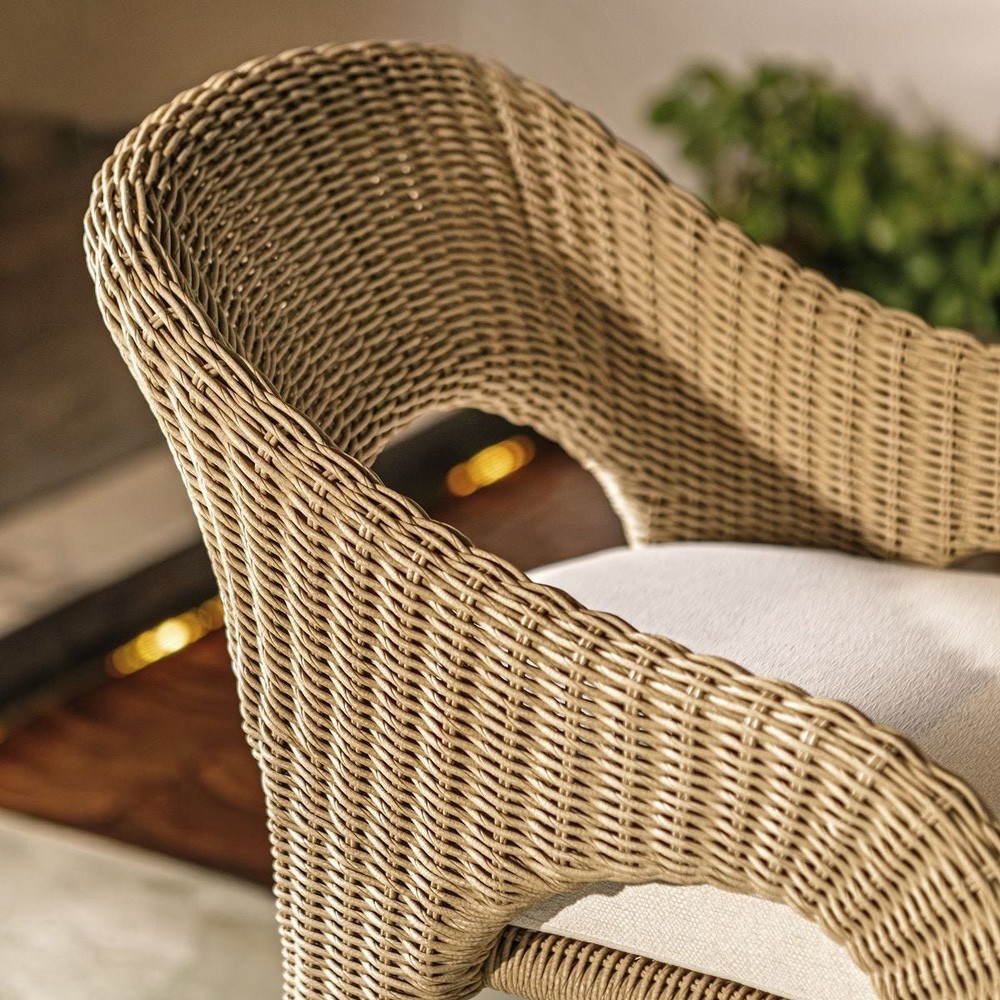 Kaela Coastal Beach Brown Woven Wicker Outdoor Counter Stool|