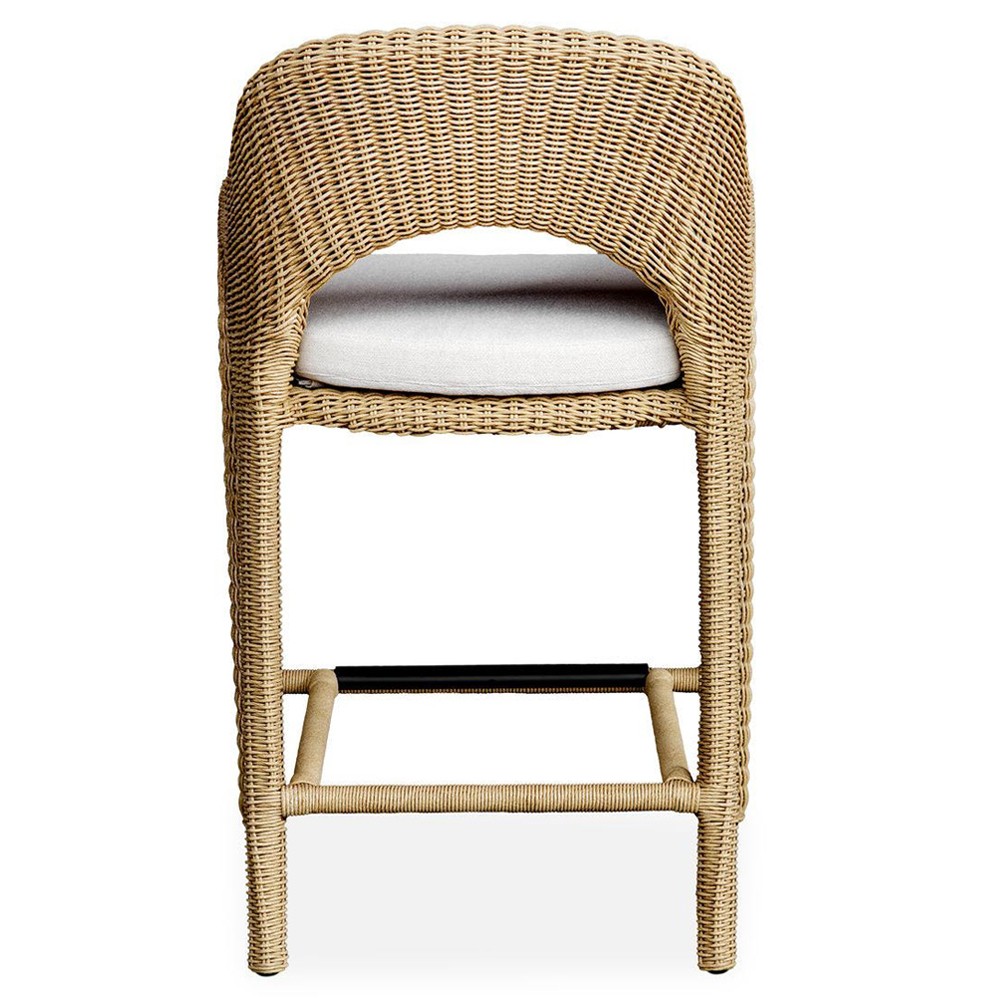 Kaela Coastal Beach Brown Woven Wicker Outdoor Counter Stool|