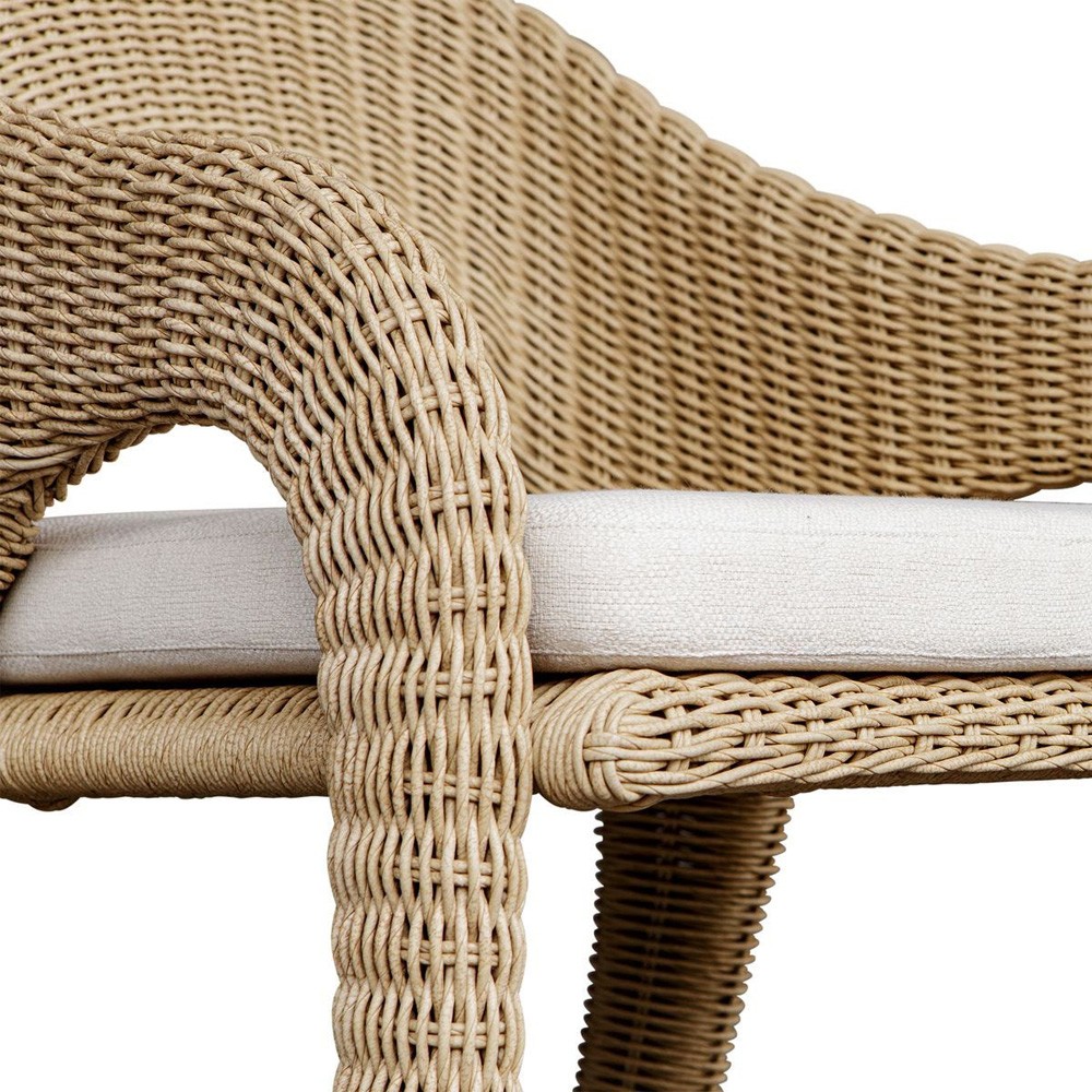 Kaela Coastal Beach Brown Woven Wicker Outdoor Counter Stool|