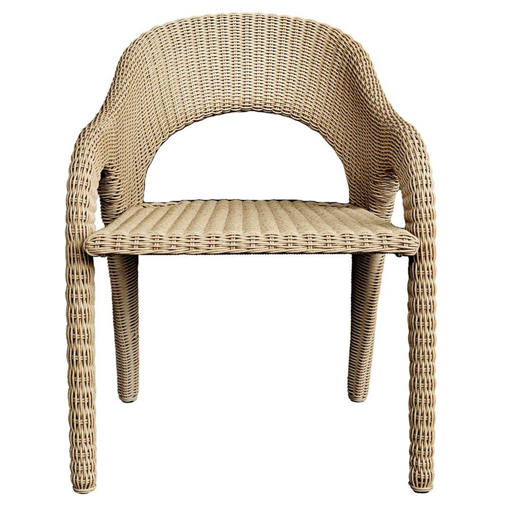 Kaela Coastal Beach Brown Woven Wicker Outdoor Dining Arm Chair|