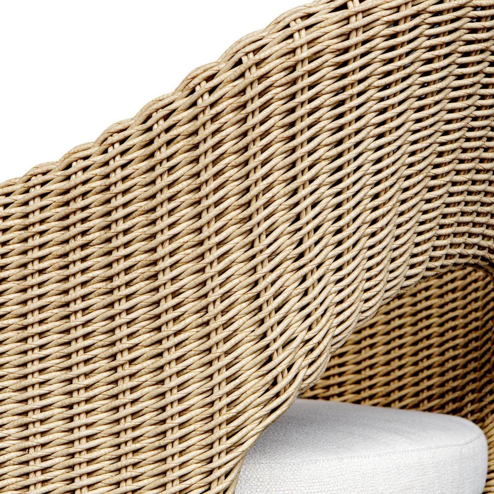 Kaela Coastal Beach Brown Woven Wicker Outdoor Dining Arm Chair|