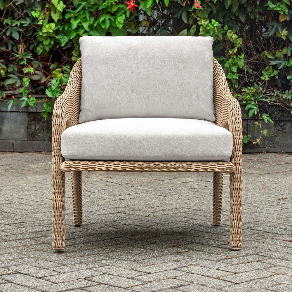 Kaela Coastal Beach Brown Woven Wicker Outdoor Lounge Chair|