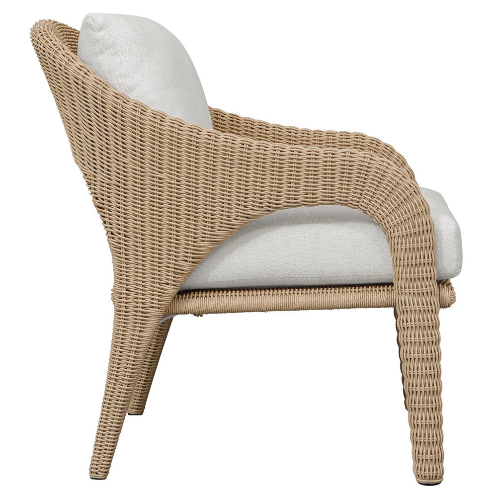 Kaela Coastal Beach Brown Woven Wicker Outdoor Lounge Chair|