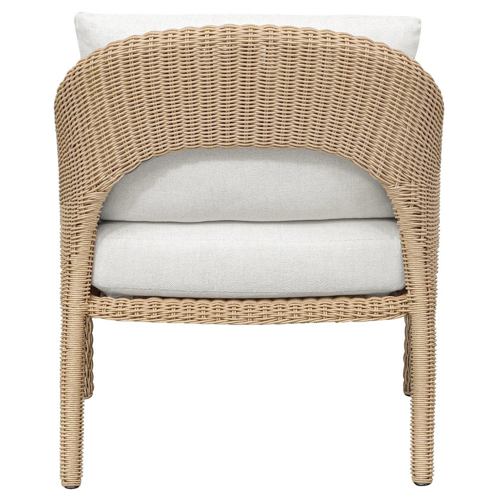 Kaela Coastal Beach Brown Woven Wicker Outdoor Lounge Chair|