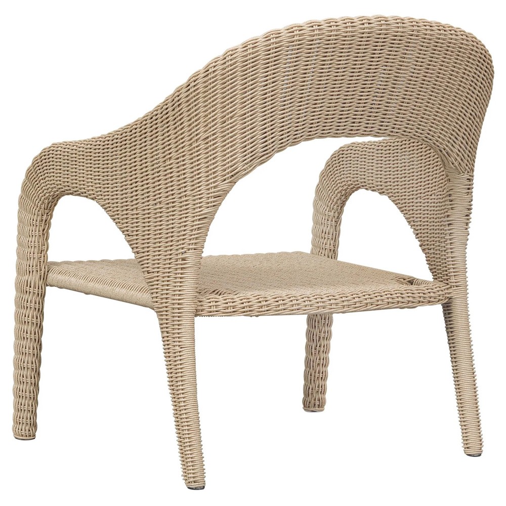 Kaela Coastal Beach Brown Woven Wicker Outdoor Lounge Chair|