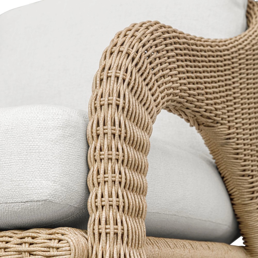 Kaela Coastal Beach Brown Woven Wicker Outdoor Lounge Chair|