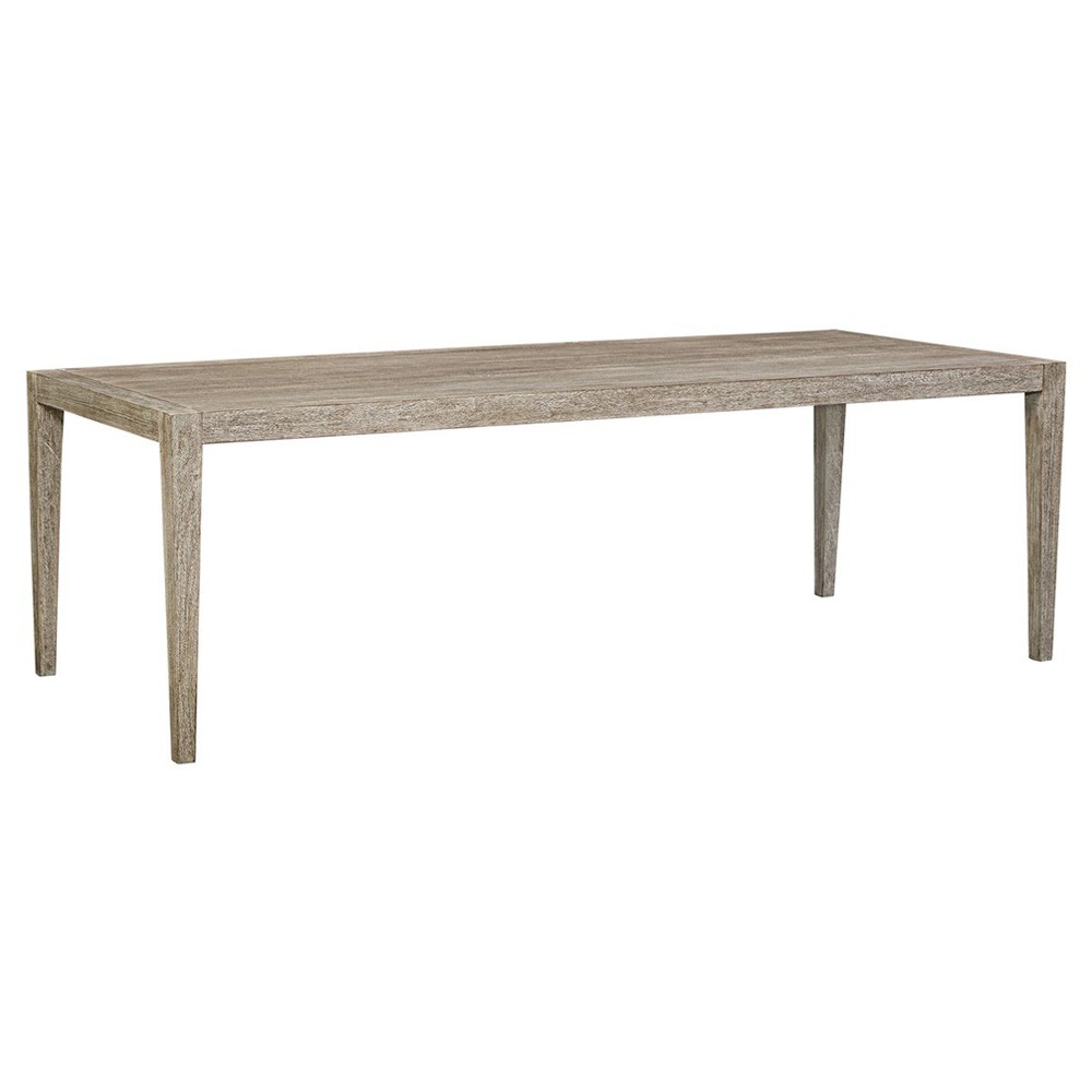 Woodside Coastal Beach Cerused Grey Mahogany Wood Outdoor Dining Table - 92"|