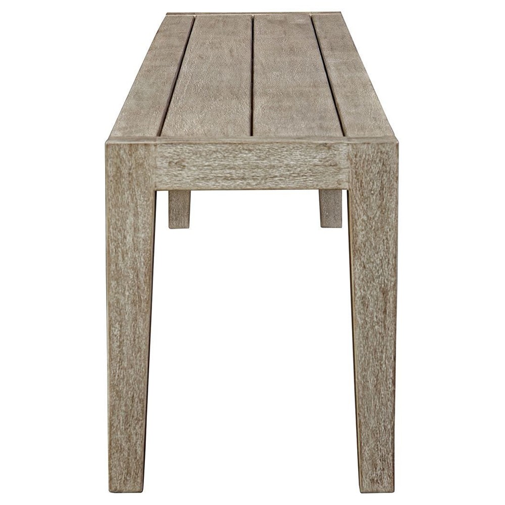 Woodside Coastal Beach Cerused Grey Mahogany Wood Outdoor Bench|