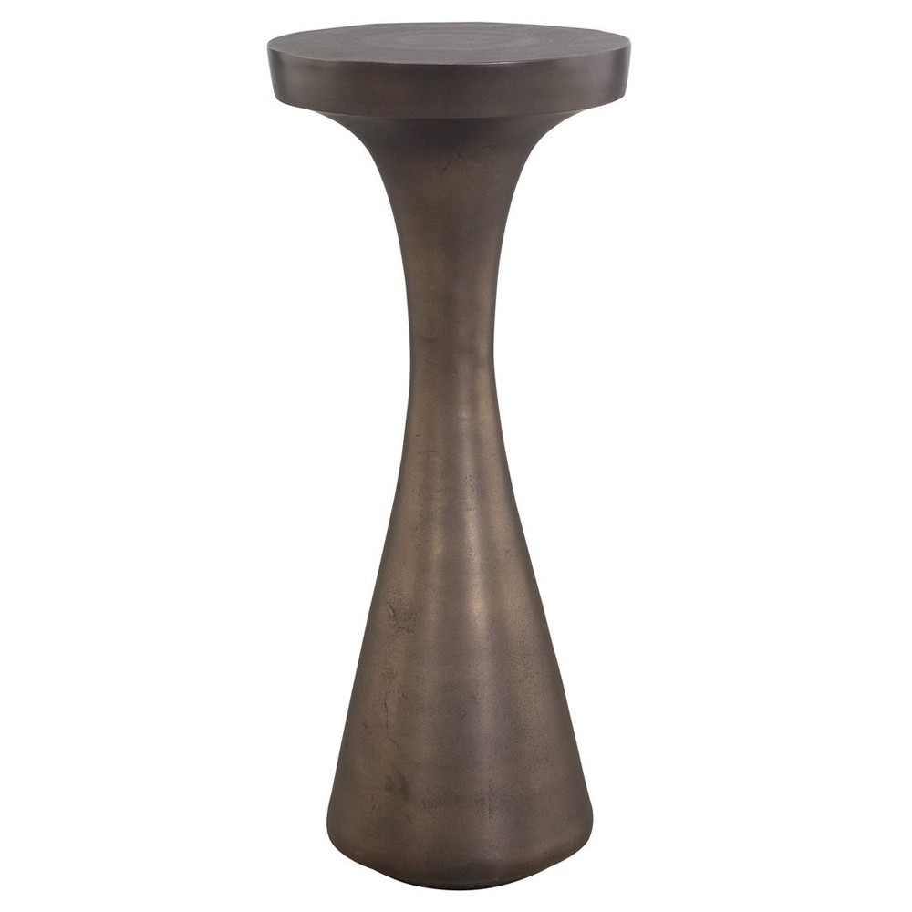 Nikko Modern Classic Dark Bronze Aluminum Round Outdoor Drink Table|