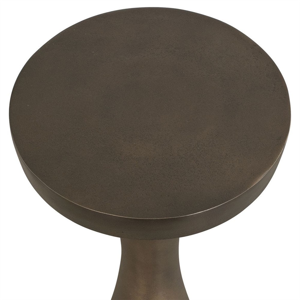 Nikko Modern Classic Dark Bronze Aluminum Round Outdoor Drink Table|