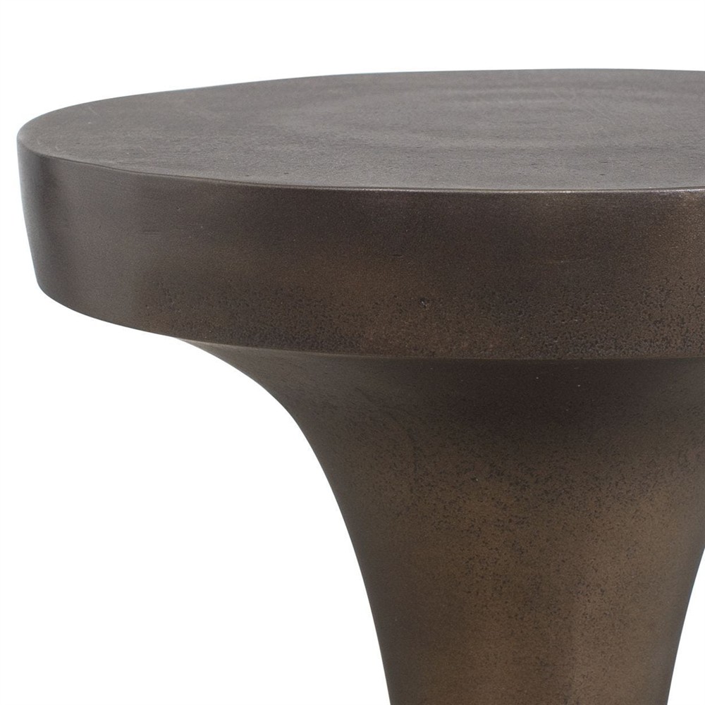 Nikko Modern Classic Dark Bronze Aluminum Round Outdoor Drink Table|