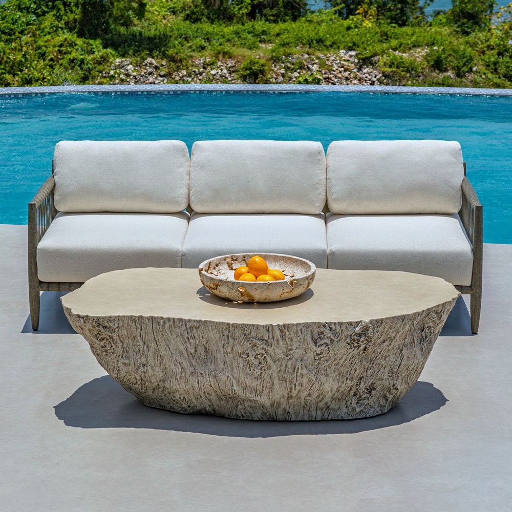 Jasper Coastal Beach White Tree Concrete Freeform Outdoor Coffee Table|