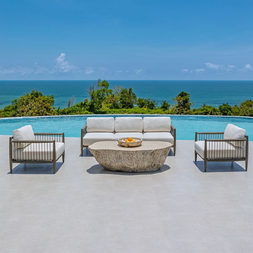 Jasper Coastal Beach White Tree Concrete Freeform Outdoor Coffee Table|