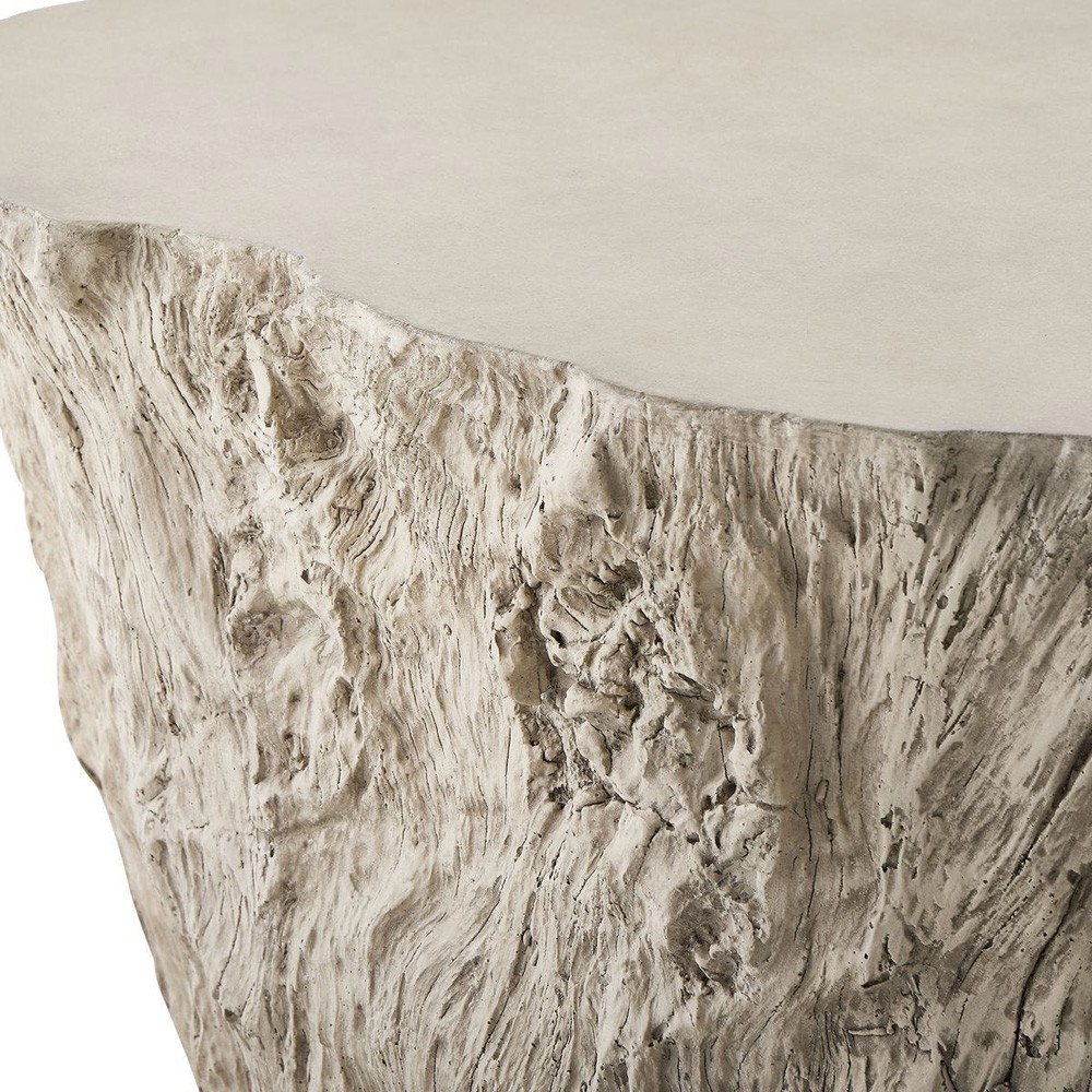 Jasper Coastal Beach White Tree Concrete Round Outdoor Side Table|