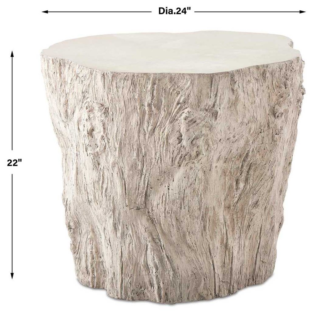 Jasper Coastal Beach White Tree Concrete Round Outdoor Side Table|