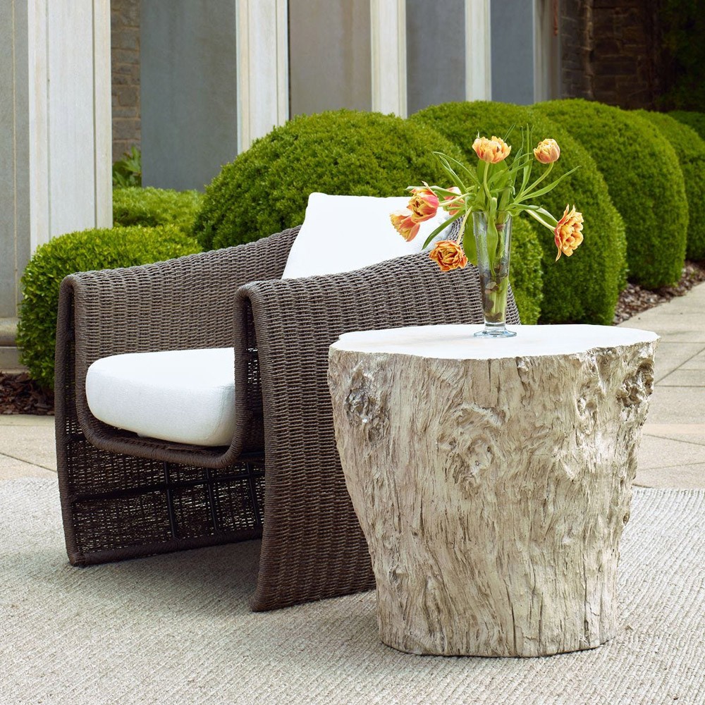 Jasper Coastal Beach White Tree Concrete Round Outdoor Side Table|
