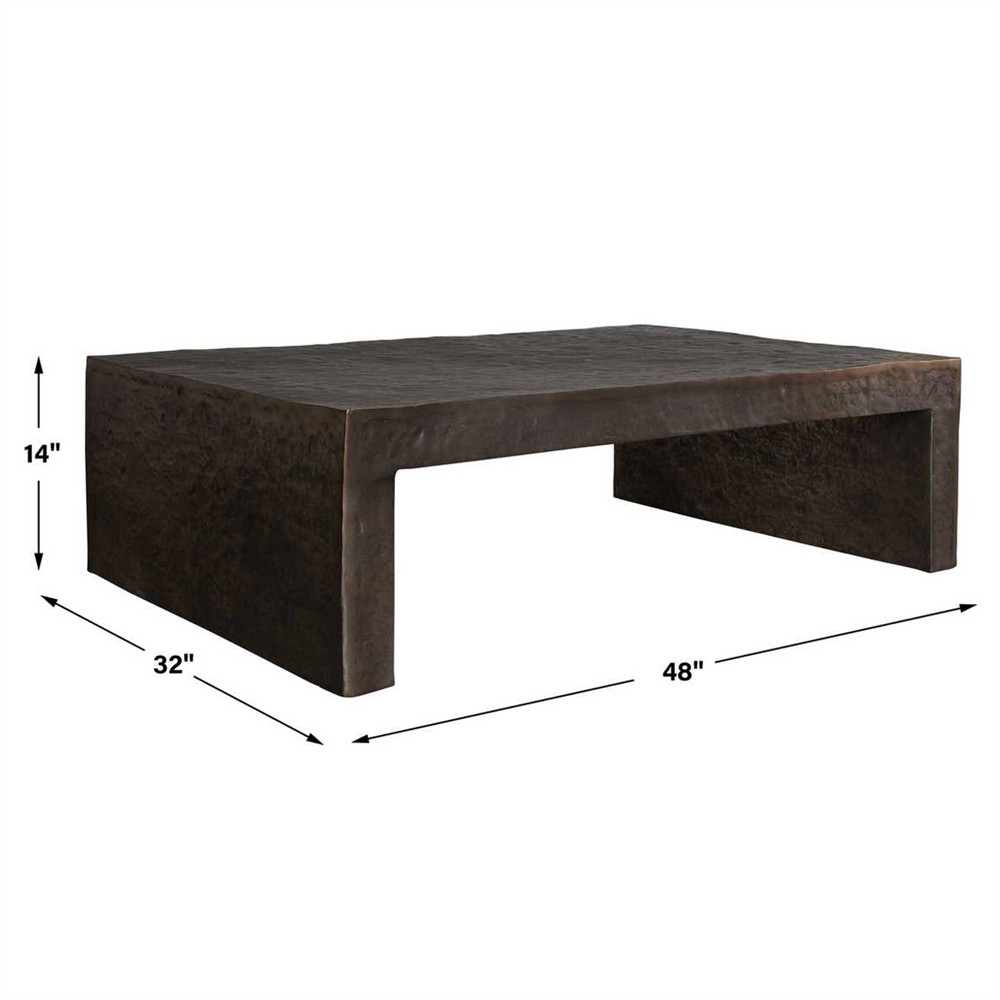 Aubrey Modern Classic Dark Bronze Aluminum Rectangular Outdoor Coffee Table|