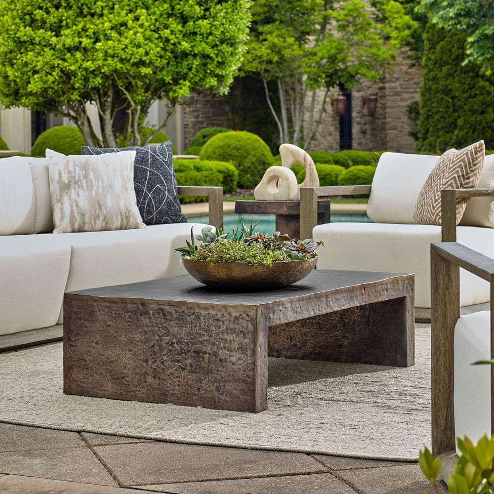 Aubrey Modern Classic Dark Bronze Aluminum Rectangular Outdoor Coffee Table|