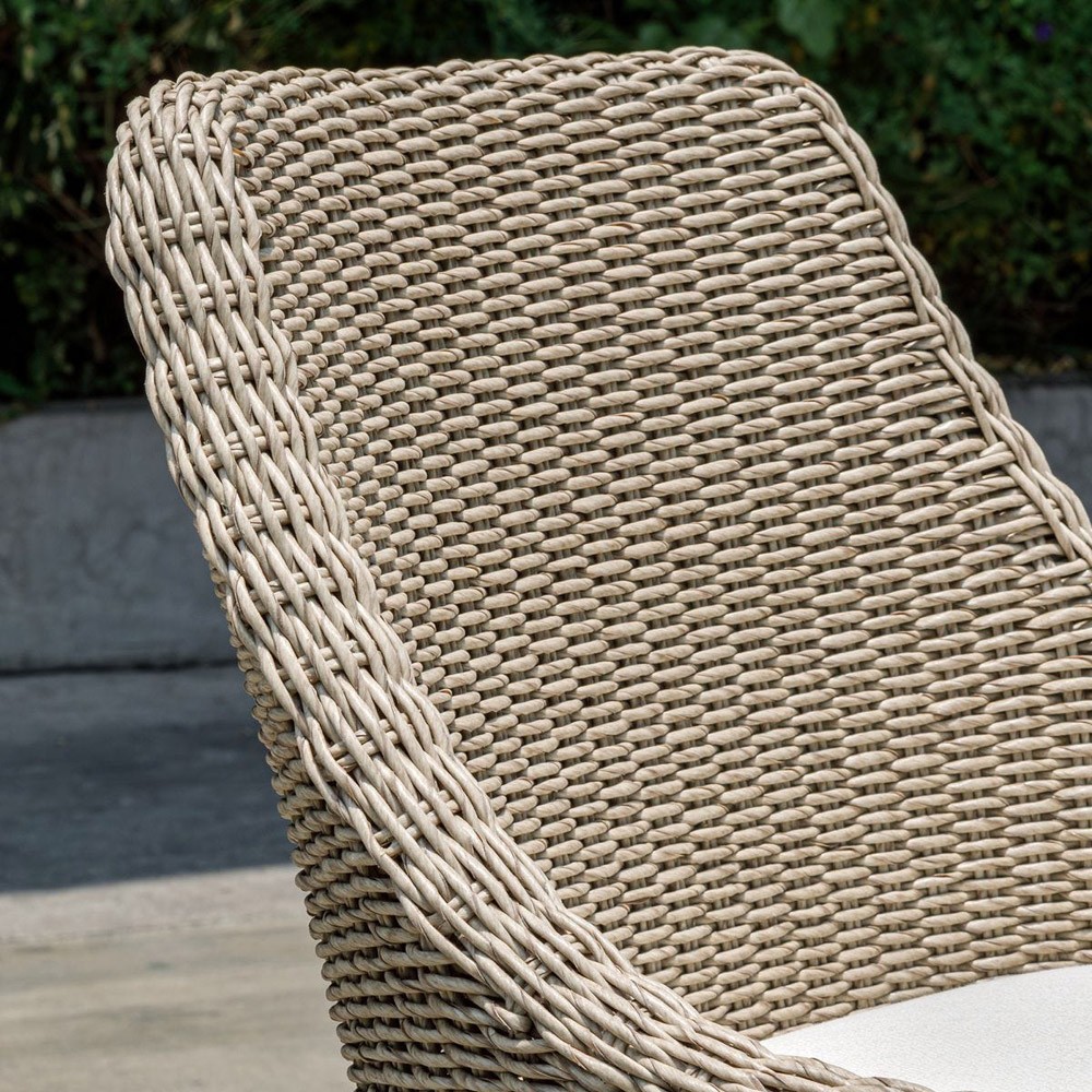 Amalfi Coastal Beach Grey Mahogany Wood Woven Wicker Outdoor Counter Stool|