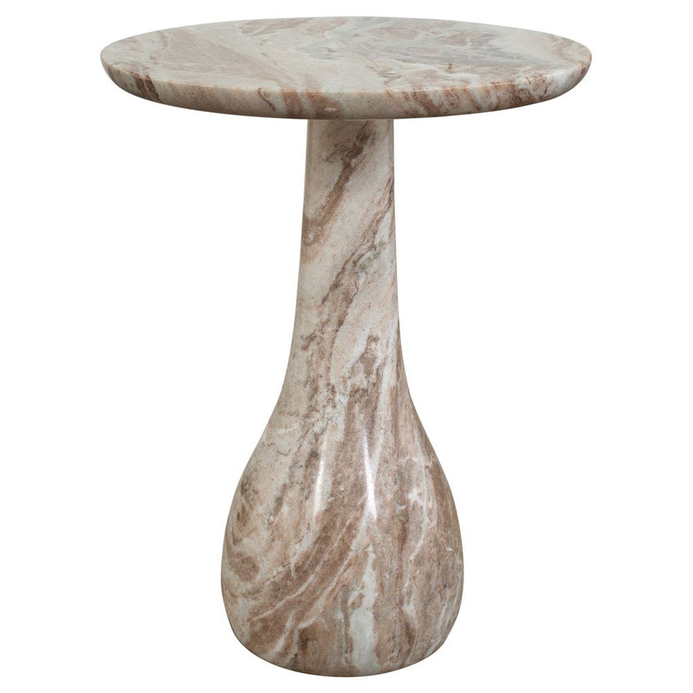 Lena Modern Classic Brown Marble Round Outdoor Accent Table|